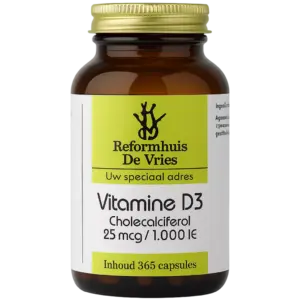 Vitamine D3 25 mcg (1000 IE) – Voor botten, spieren & immuunsysteem | 365 capsules