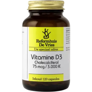 Vitamine D3 75 mcg (3000 IE) – Extra hoge dosering voor botten, spieren & weerstand | 120 capsules